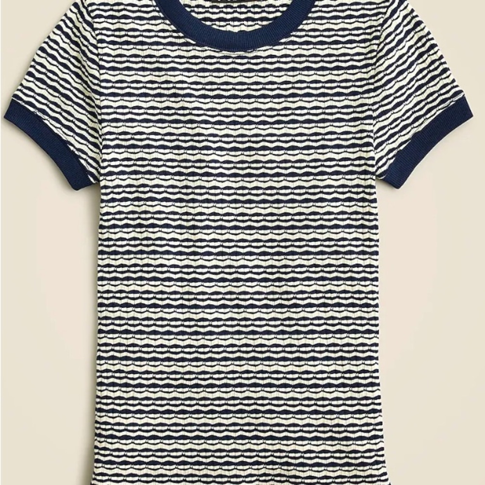 J.Crew shrunken cotton jacquard Striped Navy and White T-Shirt